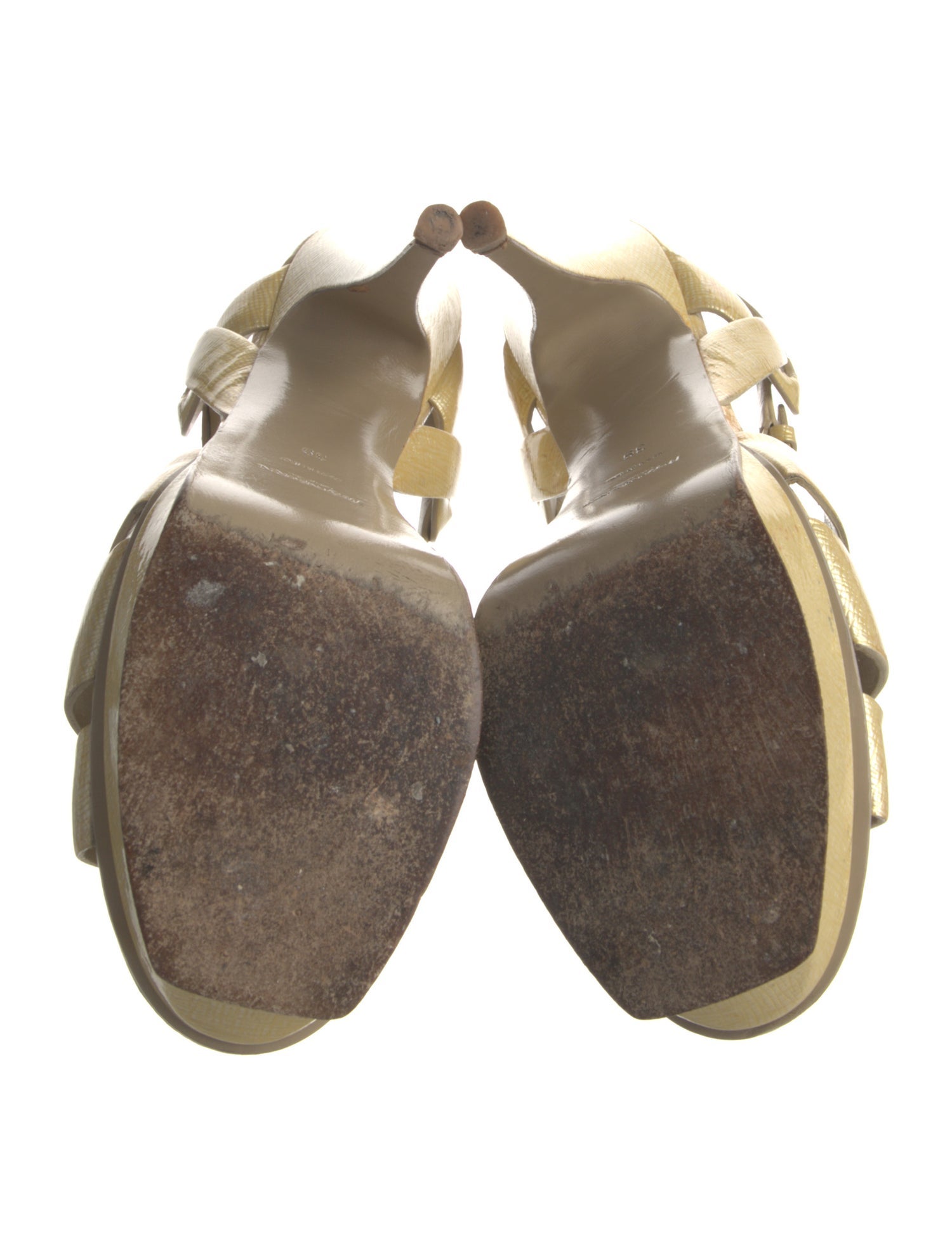 Yves Saint Laurent Patent Leather T-Strap Sandals